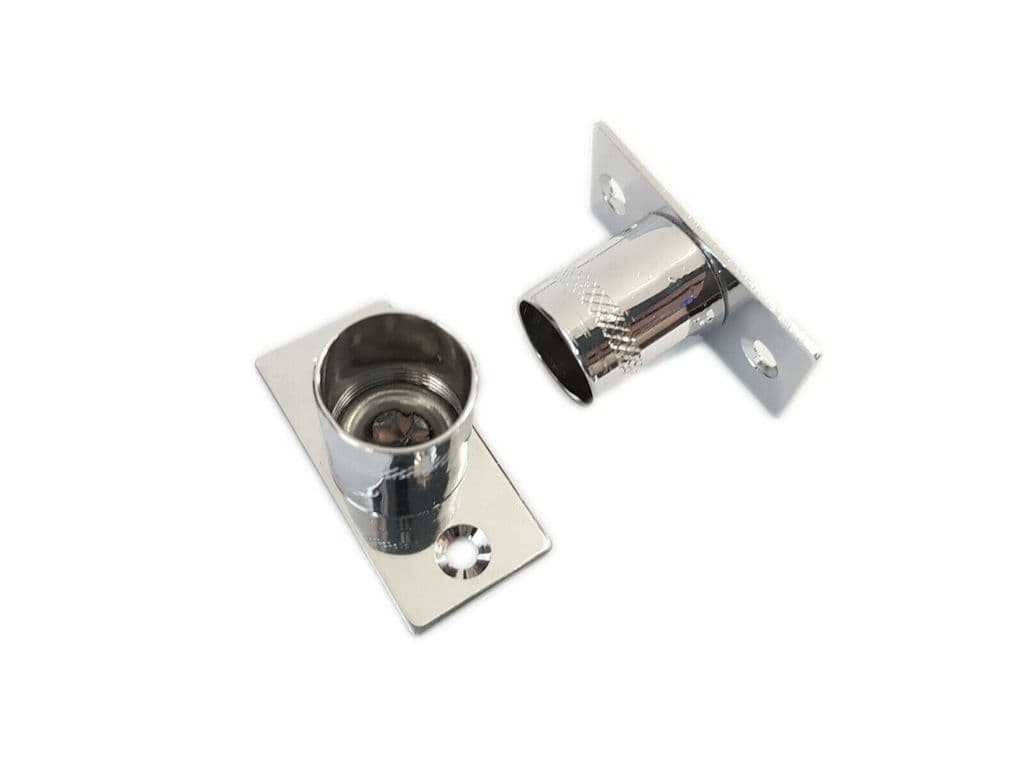 2 Chrome Curtain Rod Recess Brackets 16mm Pole Support Brackets Net Voile Socket